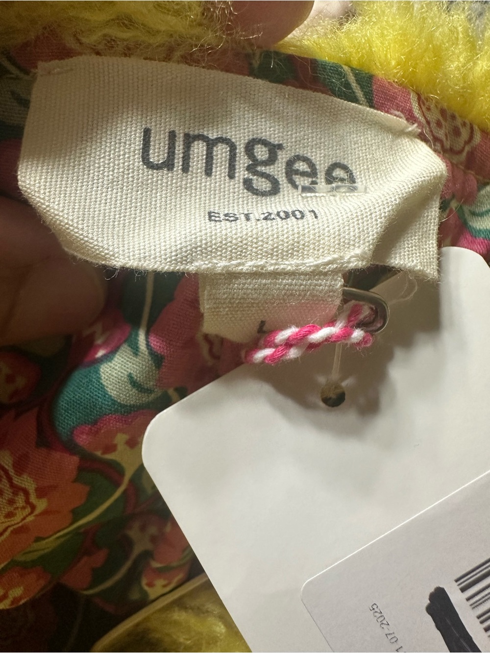 Umgee Lime Faux-Shearling Puffer Jacket with Pink Lining - Picture 6 of 7